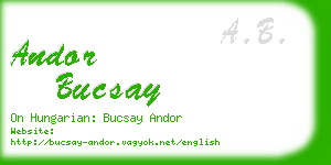 andor bucsay business card